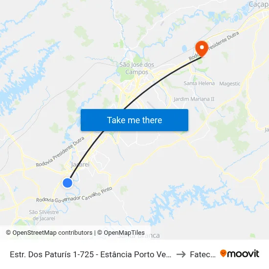 Estr. Dos Paturís 1-725 - Estância Porto Velho Jacareí - SP Brasil to Fatec - Sjc map