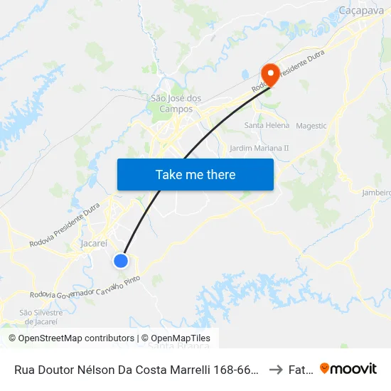 Rua Doutor Nélson Da Costa Marrelli 168-662 Jacareí - SP 12316-230 República Federativa Do Brasil to Fatec - Sjc map