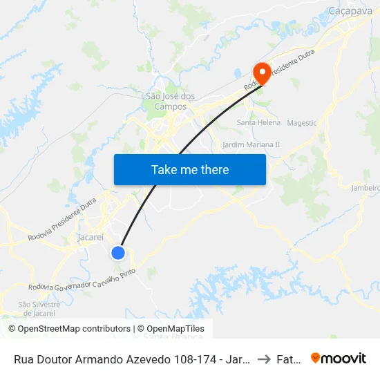 Rua Doutor Armando Azevedo 108-174 - Jardim Paraíso Jacareí - SP 12316-260 Brasil to Fatec - Sjc map
