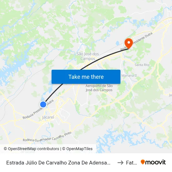 Estrada Júlio De Carvalho Zona De Adensamento Controlado (Zac) Jacareí - São Paulo Brasil to Fatec - Sjc map