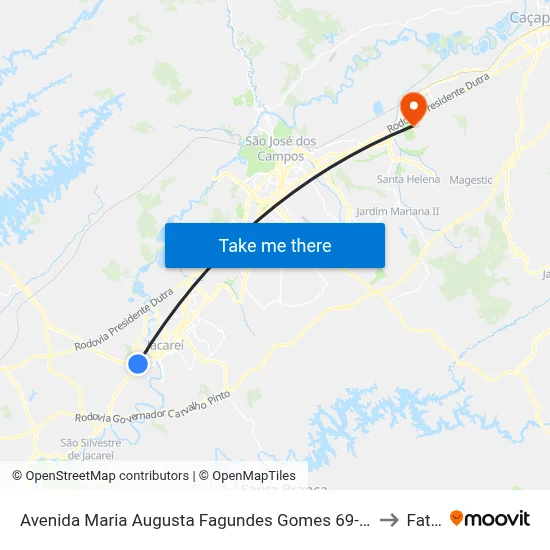 Avenida Maria Augusta Fagundes Gomes 69-149 - Residencial São Paulo Jacareí - SP 12322-300 Brasil to Fatec - Sjc map