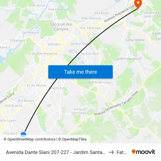 Avenida Dante Siani 207-227 - Jardim Santa Marina Jacareí - SP 12312-420 Brasil to Fatec - Sjc map