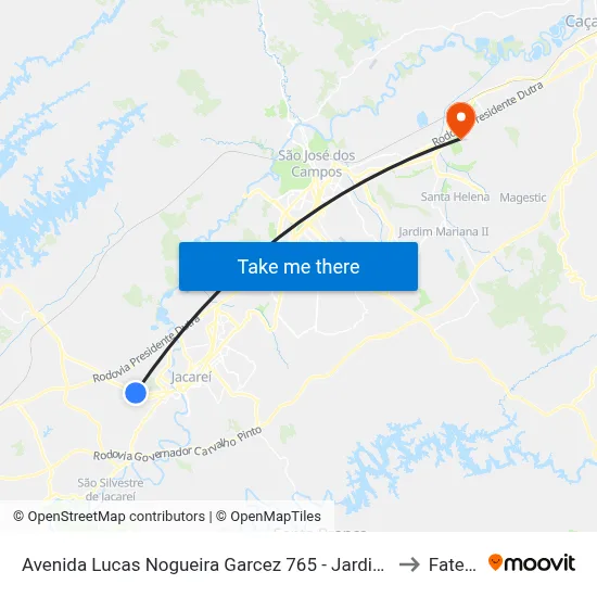Avenida Lucas Nogueira Garcez 765 - Jardim Esperança Jacareí - SP Brasil to Fatec - Sjc map