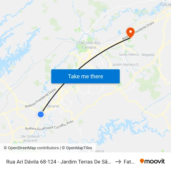 Rua Ari Dávila 68-124 - Jardim Terras De São João Jacareí - SP 12324-772 Brasil to Fatec - Sjc map