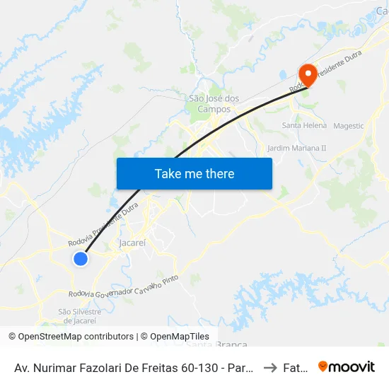 Av. Nurimar Fazolari De Freitas 60-130 - Parque Imperial Jacareí - SP 12329-011 Brasil to Fatec - Sjc map