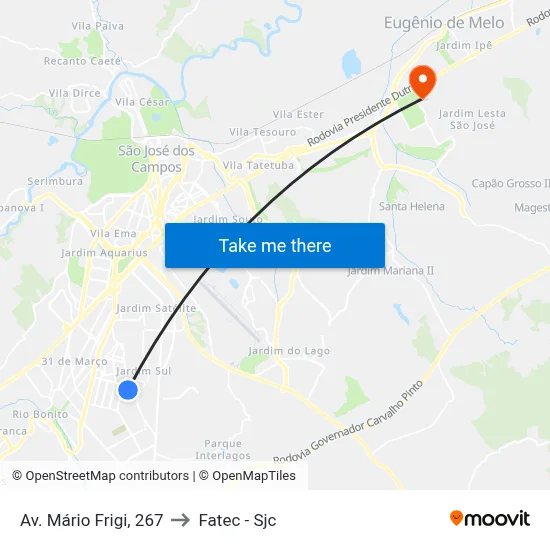 Av. Mário Frigi, 267 to Fatec - Sjc map