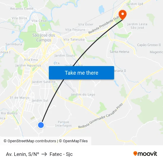 Av. Lenin, S/Nº to Fatec - Sjc map