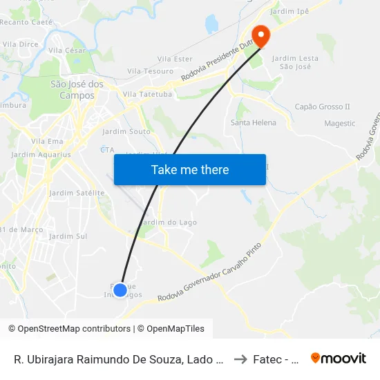 R. Ubirajara Raimundo De Souza, Lado 294 to Fatec - Sjc map