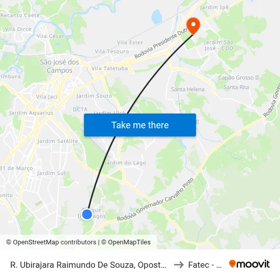 R. Ubirajara Raimundo De Souza, Oposto 393 to Fatec - Sjc map