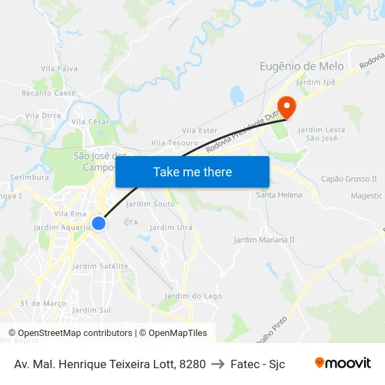 Av. Mal. Henrique Teixeira Lott, 8280 to Fatec - Sjc map