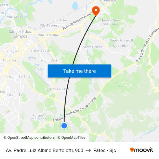 Av. Padre Luiz Albino Bertolotti, 900 to Fatec - Sjc map