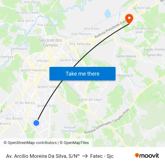 Av. Arcílio Moreira Da Silva, S/Nº to Fatec - Sjc map