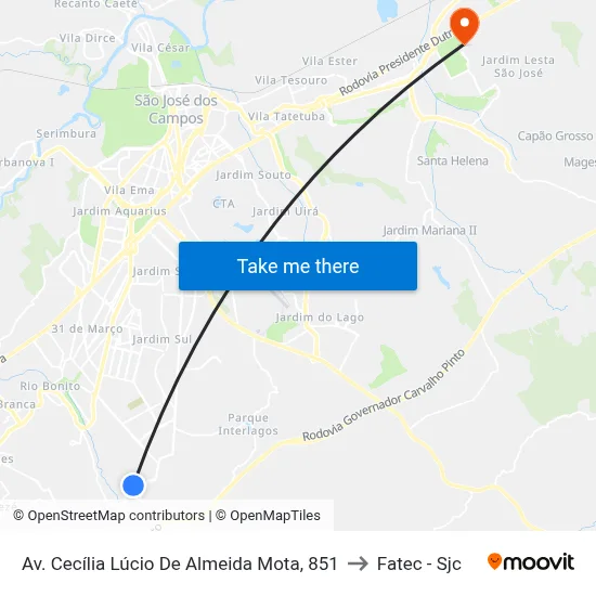 Av. Cecília Lúcio De Almeida Mota, 851 to Fatec - Sjc map