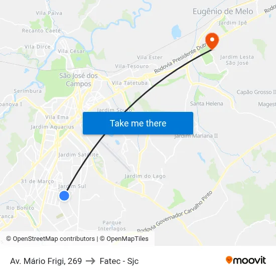 Av. Mário Frigi, 269 to Fatec - Sjc map