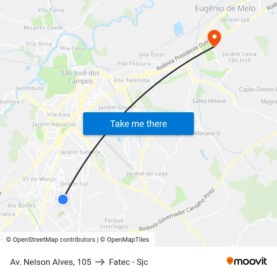 Av. Nelson Alves, 105 to Fatec - Sjc map