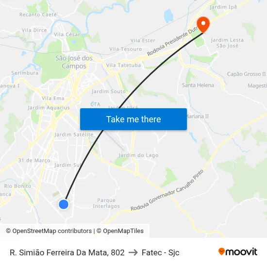 R. Simião Ferreira Da Mata, 802 to Fatec - Sjc map