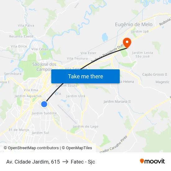 Av. Cidade Jardim, 615 to Fatec - Sjc map