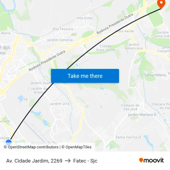 Av. Cidade Jardim, 2269 to Fatec - Sjc map