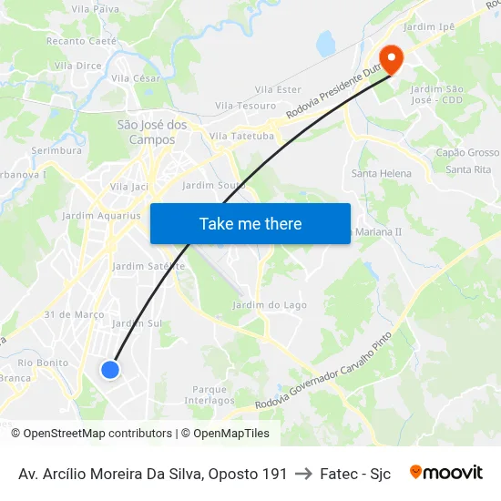 Av. Arcílio Moreira Da Silva, Oposto 191 to Fatec - Sjc map