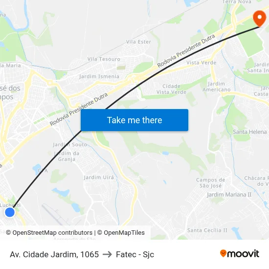 Av. Cidade Jardim, 1065 to Fatec - Sjc map