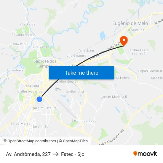 Av. Andrômeda, 227 to Fatec - Sjc map