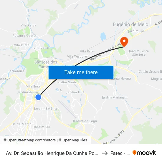 Av. Dr. Sebastião Henrique Da Cunha Pontes, Snº to Fatec - Sjc map
