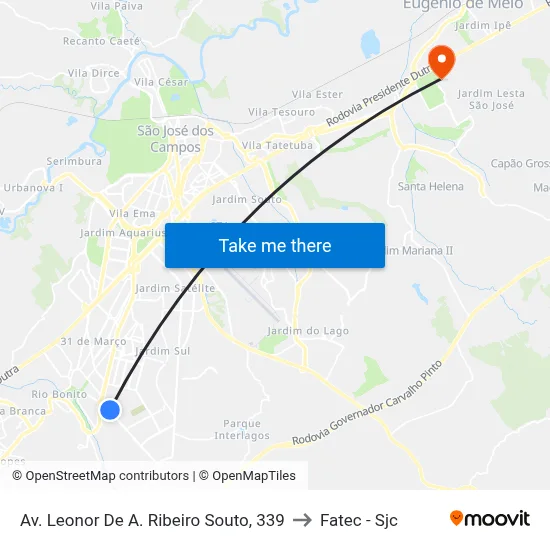 Av. Leonor De A. Ribeiro Souto, 339 to Fatec - Sjc map