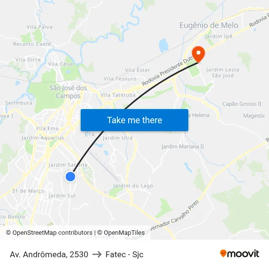 Av. Andrômeda, 2530 to Fatec - Sjc map