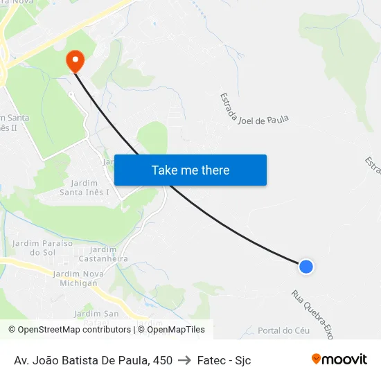 Av. João Batista De Paula, 450 to Fatec - Sjc map