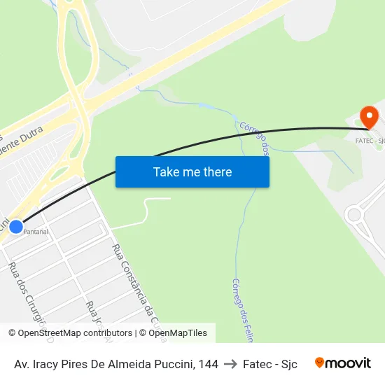 Av. Iracy Pires De Almeida Puccini, 144 to Fatec - Sjc map
