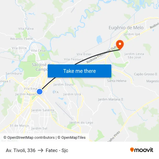 Av. Tivoli, 336 to Fatec - Sjc map