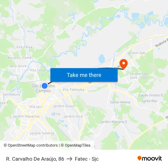 R. Carvalho De Araújo, 86 to Fatec - Sjc map