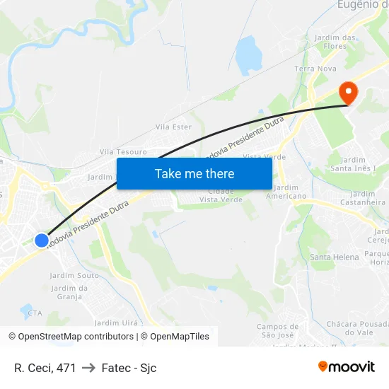 R. Ceci,  471 to Fatec - Sjc map
