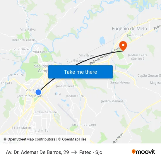 Av. Dr. Ademar De Barros, 29 to Fatec - Sjc map