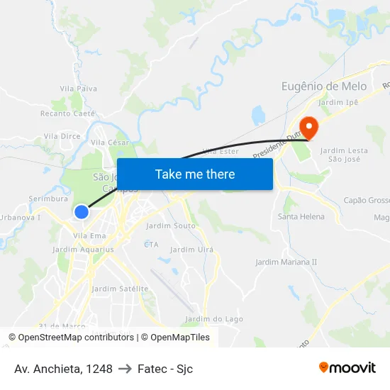 Av. Anchieta, 1248 to Fatec - Sjc map