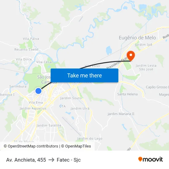 Av. Anchieta, 455 to Fatec - Sjc map