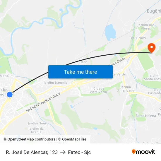 R. José De Alencar, 123 to Fatec - Sjc map