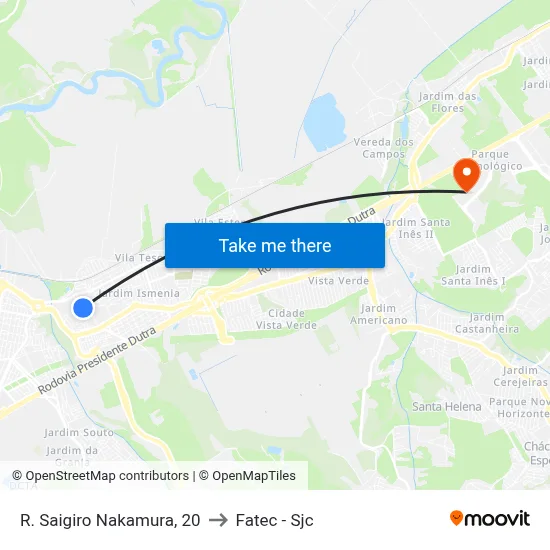 R. Saigiro Nakamura, 20 to Fatec - Sjc map