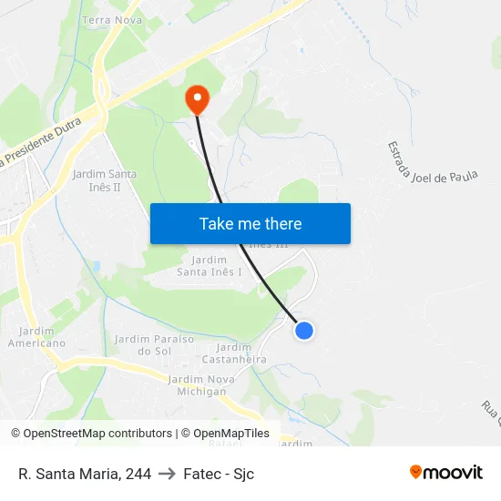 R. Santa Maria, 244 to Fatec - Sjc map