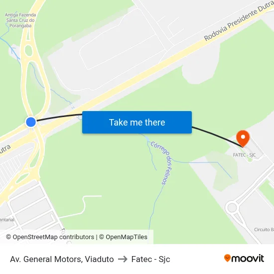 Av. General Motors, Viaduto to Fatec - Sjc map