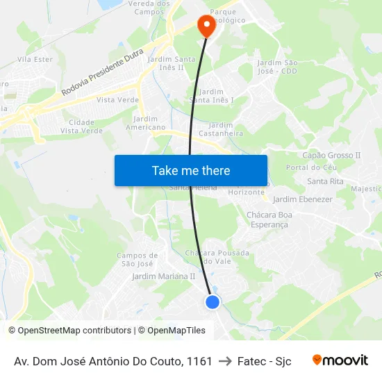 Av. Dom José Antônio Do Couto, 1161 to Fatec - Sjc map