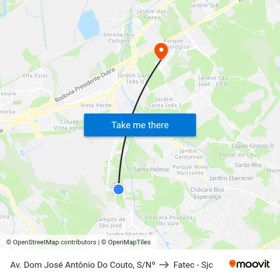 Av. Dom José Antônio Do Couto, S/Nº to Fatec - Sjc map