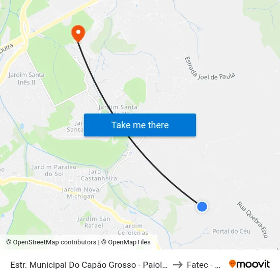 Estr. Municipal Do Capão Grosso - Paiol, 13 to Fatec - Sjc map