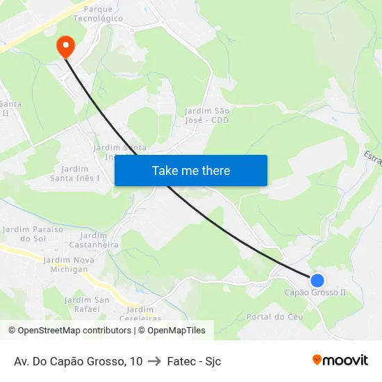 Av. Do Capão Grosso, 10 to Fatec - Sjc map