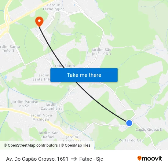Av. Do Capão Grosso, 1691 to Fatec - Sjc map