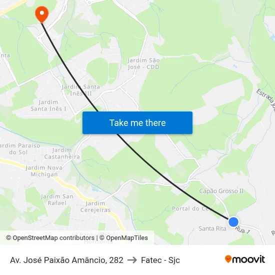 Av. José Paixão Amâncio, 282 to Fatec - Sjc map