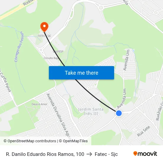 R. Danilo Eduardo Rios Ramos, 100 to Fatec - Sjc map