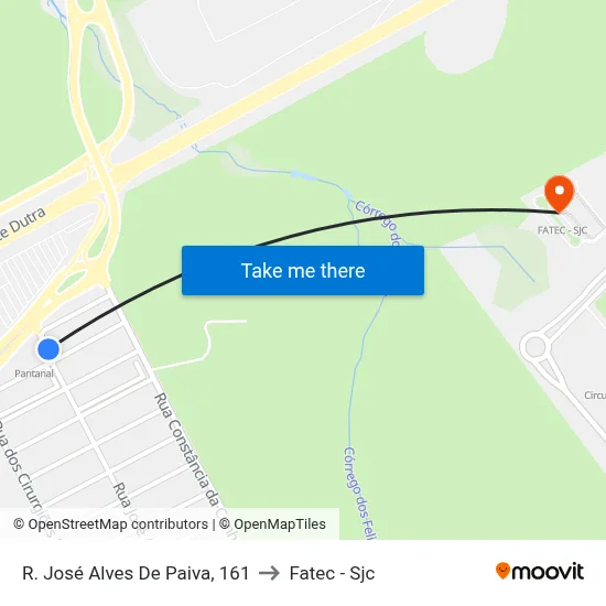 R. José Alves De Paiva, 161 to Fatec - Sjc map