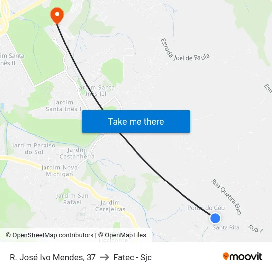 R. José Ivo Mendes, 37 to Fatec - Sjc map