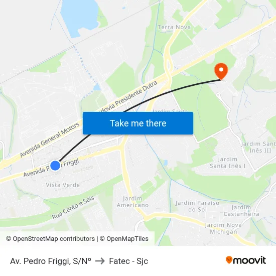 Av. Pedro Friggi, S/Nº to Fatec - Sjc map
